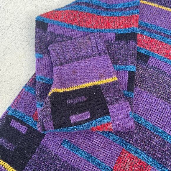 Milestone 80’s Purple Multi-Colored Geometric Pattern Pullover Sweater - Picture 7 of 8